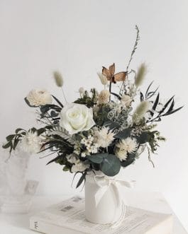 乾燥永生花盆栽 白色花藝whiteflower